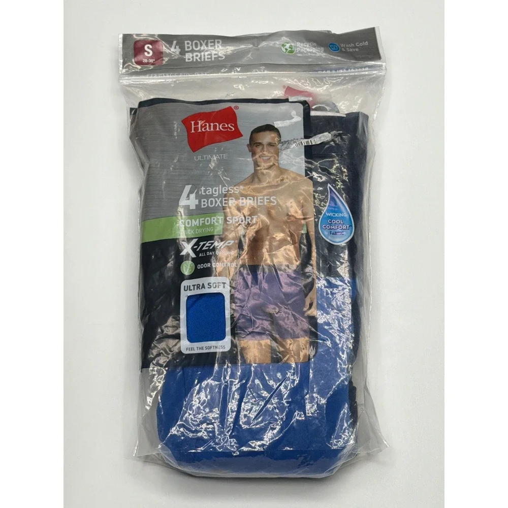 Hanes X Temp Ultimate Comfort Sport 4 Pack‎ Boxer Briefs Mens Size Small